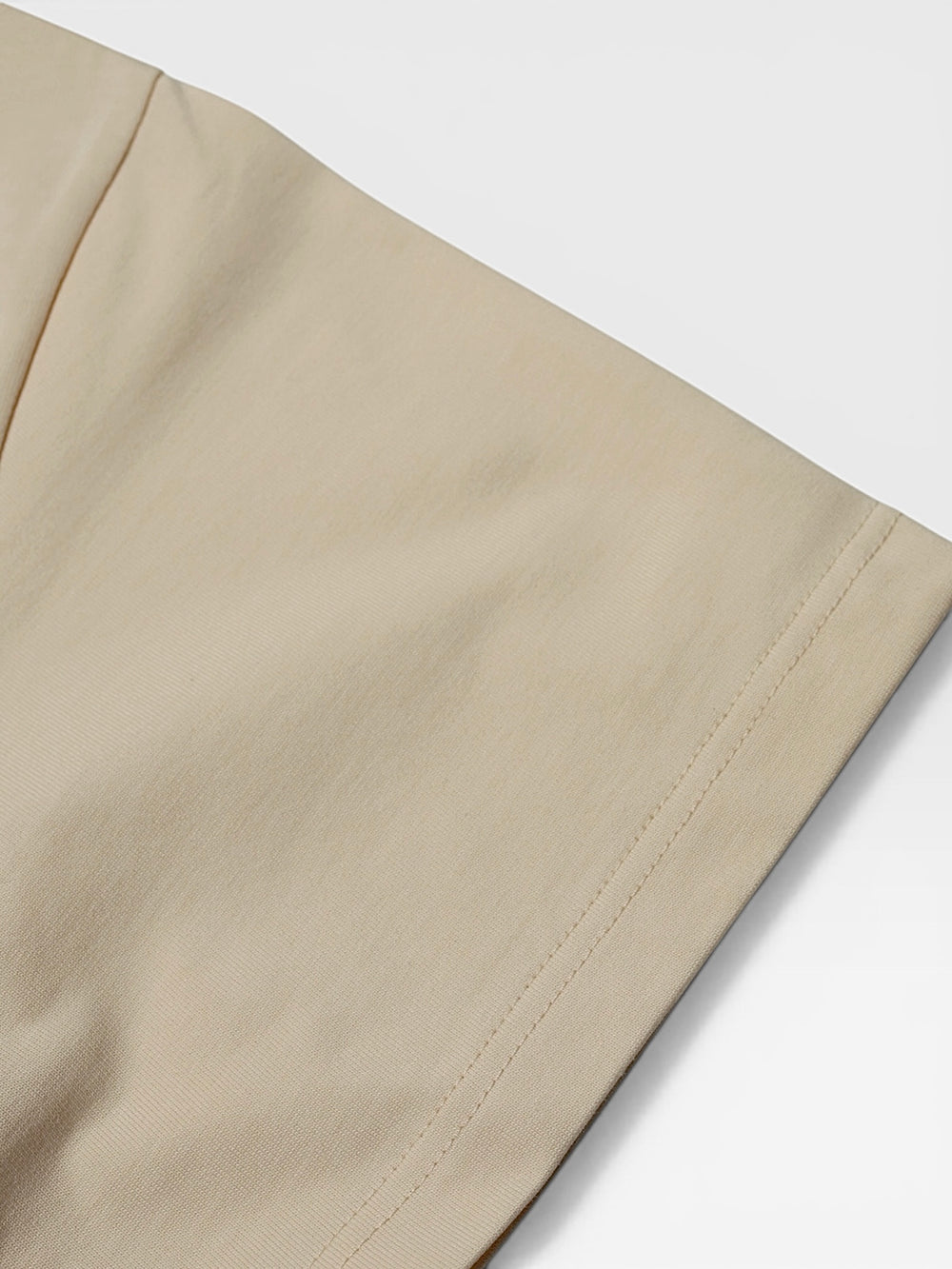 Dropped-shoulder seam detail on the seedpearl DROP 001 tee