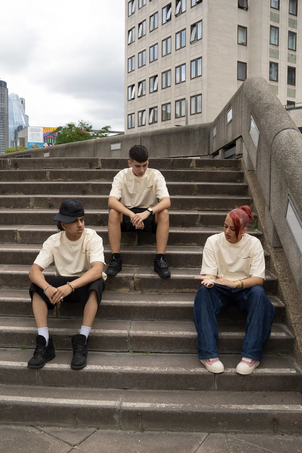 SELF DEFINED DROP 001 tee worn — front, showing the oversized boxy fit